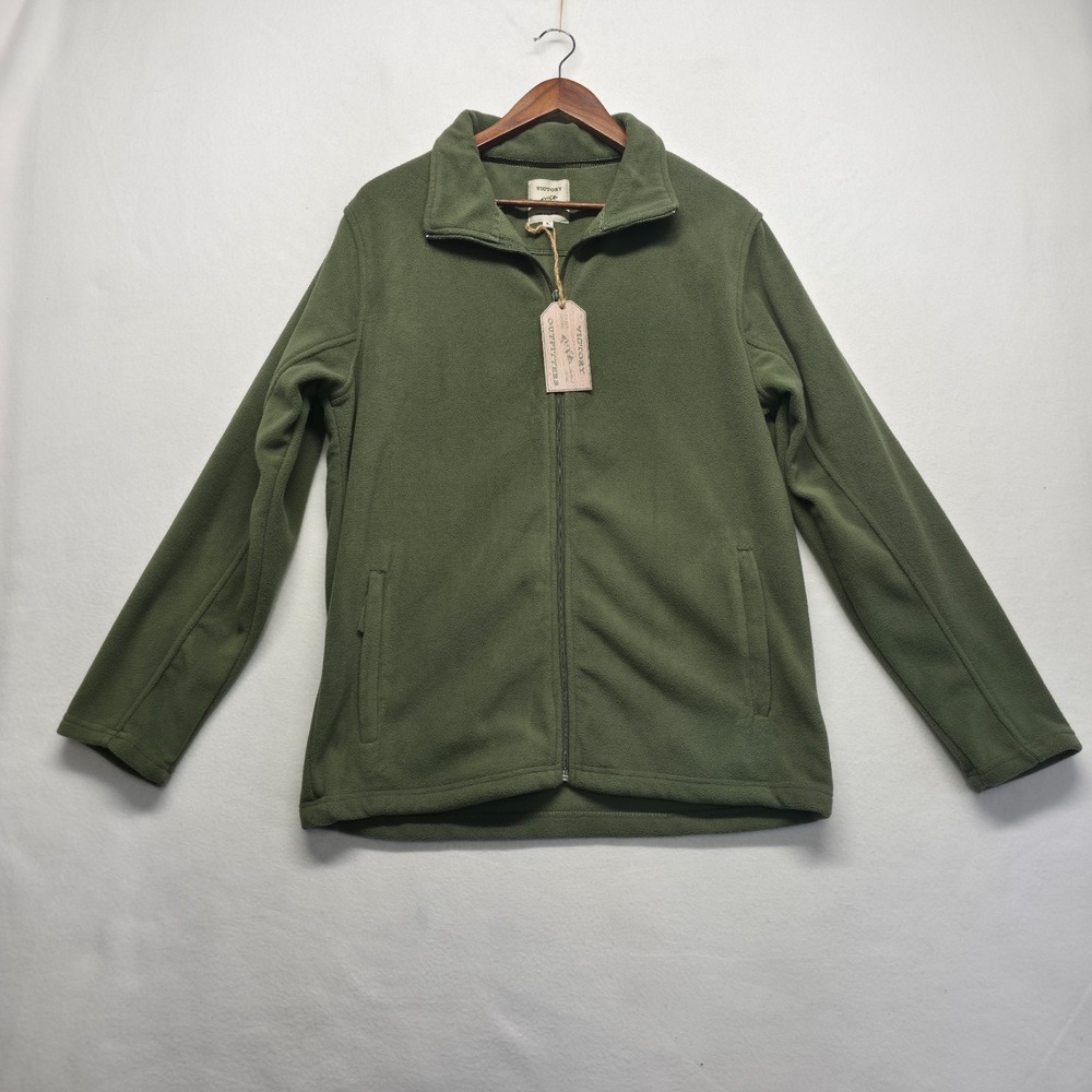 Victory Outfitters Men's Olive Green Full Zip Fleece Jacket Size Large NWT
